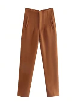 HH Pencil Pants For Womens Autumn Fashion Vintage Solid High Waist Zipper Slim Pant Female Casual Streetwear Chic Trousers