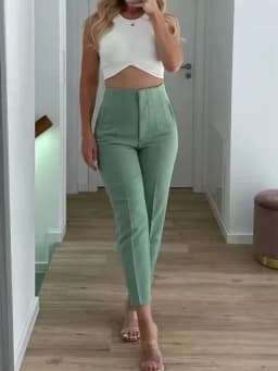 HH Pencil Pants For Womens Autumn Fashion Vintage Solid High Waist Zipper Slim Pant Female Casual Streetwear Chic Trousers