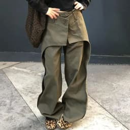 Matakawa Y2k Fake 2 Pieces Woman Pants Solid Streetwear Spring Autumn Loose Pantalones De Mujer Fashion Versatile Trousers