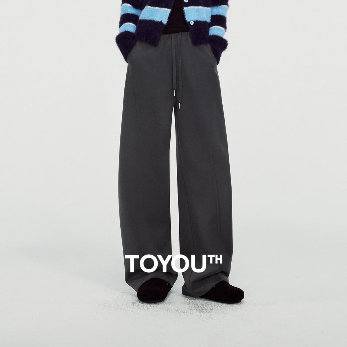 TOYOUTH Women Sweatpants 2026 Winter New Fleece‑Lined Warm Seam‑Detail Casual Long Bottoms