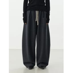 Curved Hem Pants~Wool Elastic Waist Wide-Leg Casual Pants for Women, 2025 Winter Fashionable Thickened Floor-Length Pants