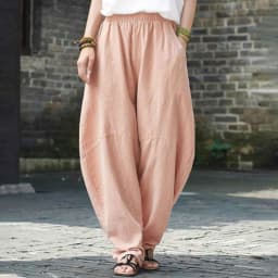 Oversize Linen Pants Women Bloomers Korean Fashion Solid Loose Wide Leg Pants Retro Hippie Yoga Straight Pants For Women 2025