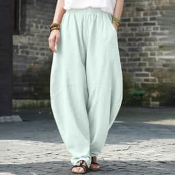 Oversize Linen Pants Women Bloomers Korean Fashion Solid Loose Wide Leg Pants Retro Hippie Yoga Straight Pants For Women 2025