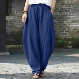 Oversize Linen Pants Women Bloomers Korean Fashion Solid Loose Wide Leg Pants Retro Hippie Yoga Straight Pants For Women 2025