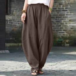 Oversize Linen Pants Women Bloomers Korean Fashion Solid Loose Wide Leg Pants Retro Hippie Yoga Straight Pants For Women 2025