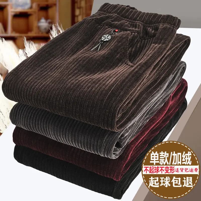7XL 8XL Middle Aged Women Corduroy Pants Autumn Winter Elastic High Waist Large Size Straight Pants Loose Thick Mother Trousers