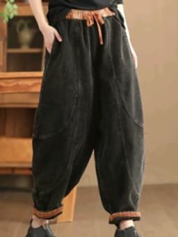 Amax luluE Winter Fashion Corduroy Pants Womens Leisure Loose Vintage Fur Harem Trousers Ladies Classic Luxury Elegant Clothes