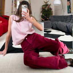 Linad Autumn Street Chic Red Corduroy Trousers Female Vintage Zipper Straight Pant Women 2026 Office Lady Slim Long Pants Button