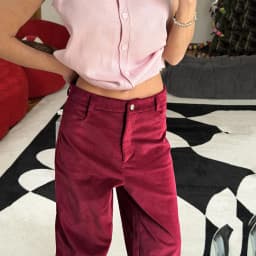Linad Autumn Street Chic Red Corduroy Trousers Female Vintage Zipper Straight Pant Women 2026 Office Lady Slim Long Pants Button