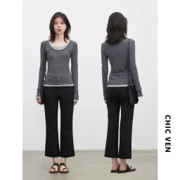 CHIC VEN Fashion Women Pants New High Waist Casual Female Trousers Black Flared Ankle-Length Bottom Pant Spring Autumn 2026