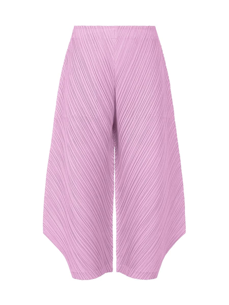 Miyake Pleated Side Slit Ankle-Length Pants Women Korean Fashion Causal Loose Wide Leg Pants Jff374