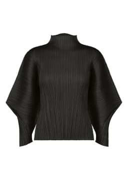 Miyake Pleated Skyline Flare Trousers Elastic Waistband Long Pants High Neck Dolman Sleeves Tops