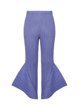 Miyake Pleated Skyline Flare Trousers Elastic Waistband Long Pants High Neck Dolman Sleeves Tops