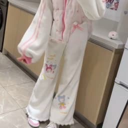 Japanese Lolita Style Corduroy Pants Women Sweet Kawaii Cartoon Embroidery Casual Y2k Trousers Harajuku Subculture Sweatpants