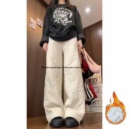 Blue Style Women's High Waist Straight Leg Pants Windproof Double Wear Trousers Autumn Winter Warmth And Cold Resistance