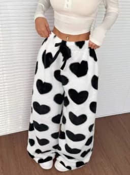 Women Casual Trousers Elastic Waistband Drawstring Tie Pajama Bottoms Leopard Print Wide Leg Lounge Pants