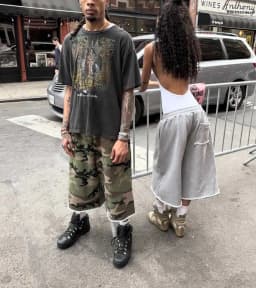 STYLISH LADY Retro Camo Print Loose Sweatpants Shorts 2026 Summer Women Hip Hop Distressed Raw Hem Casual Streetwear Capri Pants