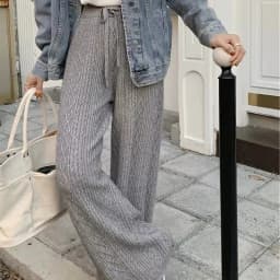 Autumn Winter Warm Knitted Pants Women Korean Elastic High Waist Thicken Trousers Woman Casual Wide Leg Straight Sweater Pants