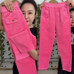 2026 New Korean Autumn Winter Corduroy Harem Pants Women Elastic High Waist Loose Solid Color Casual All-Match Female Trousers