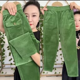 2026 New Korean Autumn Winter Corduroy Harem Pants Women Elastic High Waist Loose Solid Color Casual All-Match Female Trousers
