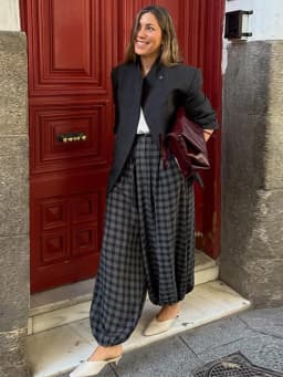 Casual Plaid Print Pants Women Fashion Checked Pleated Elastic Waist Loose Trousers 2026 Spring Summer Chic Street Lady Clothing