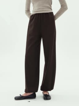 ZIQIAO 2026 Fall Women's Effortless Relaxed High Waist Wool Knit Pants with Diagonal Seam - Chic Casual Trousers for Daily Wear