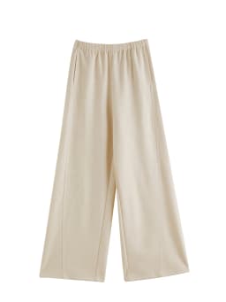 ZIQIAO 2026 Fall Women's Effortless Relaxed High Waist Wool Knit Pants with Diagonal Seam - Chic Casual Trousers for Daily Wear