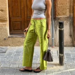 Women Shiny Satin Drawstring Waist Cargo Pants Loose Straight Leg Multi Pockets Solid Casual Ankle Length Streetwear Trousers