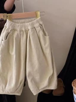 Unisex Kids Casual Long Pants 2025 Spring Autumn Collection Trendy Corduroy Sporty Wide Leg Trousers for Baby Boys And Girls