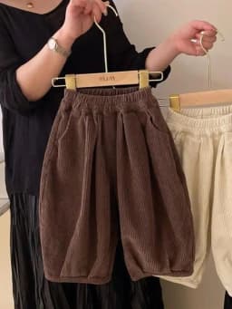 Unisex Kids Casual Long Pants 2025 Spring Autumn Collection Trendy Corduroy Sporty Wide Leg Trousers for Baby Boys And Girls