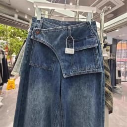 Women Loose Harajuku Retro Wide Leg Trousers Korean Style Fashion Vintage Washed Denim Pants High Waist Irregular Punk Jeans