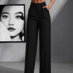 New Elegant Fashionable Casual Women's High-waisted  Draped Straight-cut Pocket Slimming Versatile Simple Solid Women Chic Pants