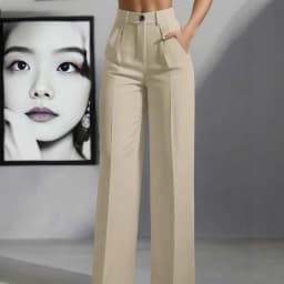 New Elegant Fashionable Casual Women's High-waisted  Draped Straight-cut Pocket Slimming Versatile Simple Solid Women Chic Pants