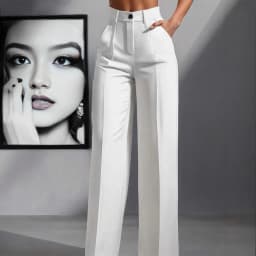 New Elegant Fashionable Casual Women's High-waisted  Draped Straight-cut Pocket Slimming Versatile Simple Solid Women Chic Pants