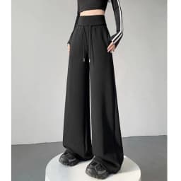Hot Sale Women Classic High Waist Trousers Girls Loose Fit Wide Leg Casual Pants Female Chic Korean Home Daily Sweatpants