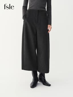 FSLE Women's Wide-leg Straight-leg Slim-fit Casual Pants with No Waistband New Style for Winter 2026 Unisex British Stylish