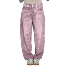Women's Straight Leg Denim Pants High Waisted Baggy Wide Leg Bling Jeans Casual Sparkly Harem Jeans for Streetwear
