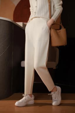 Pure Cashmere Pants with Open Pocket, Feet Show Legs, Casual Harem Pants, Knitted Pants, New, Autumn and Winter