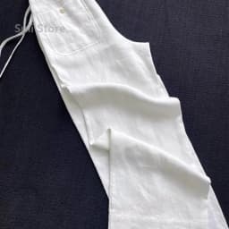 High Waist Elastic Waist Cotton Linen Casual Pants Women's Style Small Size White Drawstring Loose Fit Trousers