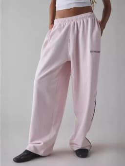 M6067 Striped Wide Leg Sports Pants For Women In Spring And Autumn, Loose And Slimming, Straight Leg Casual Pants With A Sense O