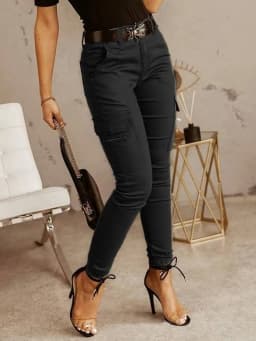 Fashion Woman Work Trousers Spring Autumn Casual Multi-Pocket Tight Foot Trousers Low-waist Button Solid Color Women's Leggings