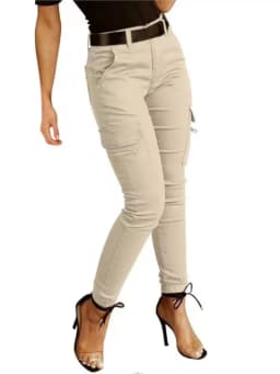 Fashion Woman Work Trousers Spring Autumn Casual Multi-Pocket Tight Foot Trousers Low-waist Button Solid Color Women's Leggings