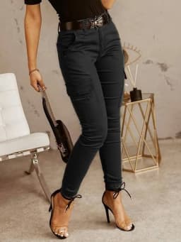 Fashion Woman Work Trousers Spring Autumn Casual Multi-Pocket Tight Foot Trousers Low-waist Button Solid Color Women's Leggings