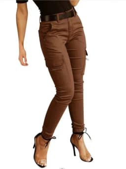 Fashion Woman Work Trousers Spring Autumn Casual Multi-Pocket Tight Foot Trousers Low-waist Button Solid Color Women's Leggings