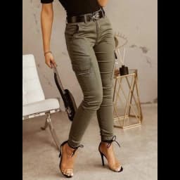 Fashion Woman Work Trousers Spring Autumn Casual Multi-Pocket Tight Foot Trousers Low-waist Button Solid Color Women's Leggings