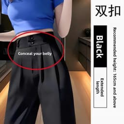 High Waist Straight Leg Suit Pants Women's Summer Thin Large Size Fat MM Hip Covering Slim Wide Leg Trousers Korean Style