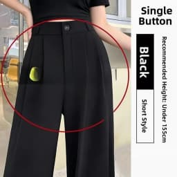 High Waist Straight Leg Suit Pants Women's Summer Thin Large Size Fat MM Hip Covering Slim Wide Leg Trousers Korean Style