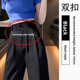 High Waist Straight Leg Suit Pants Women's Summer Thin Large Size Fat MM Hip Covering Slim Wide Leg Trousers Korean Style