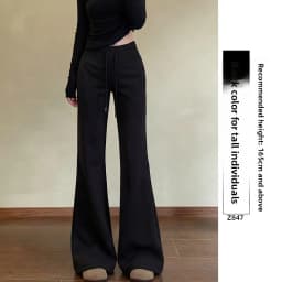 Grey American Style Retro Flared Sweatpants Women's Spring New High Waist Casual Slimming Sports Bell Bottoms