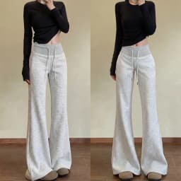 Grey American Style Retro Flared Sweatpants Women's Spring New High Waist Casual Slimming Sports Bell Bottoms